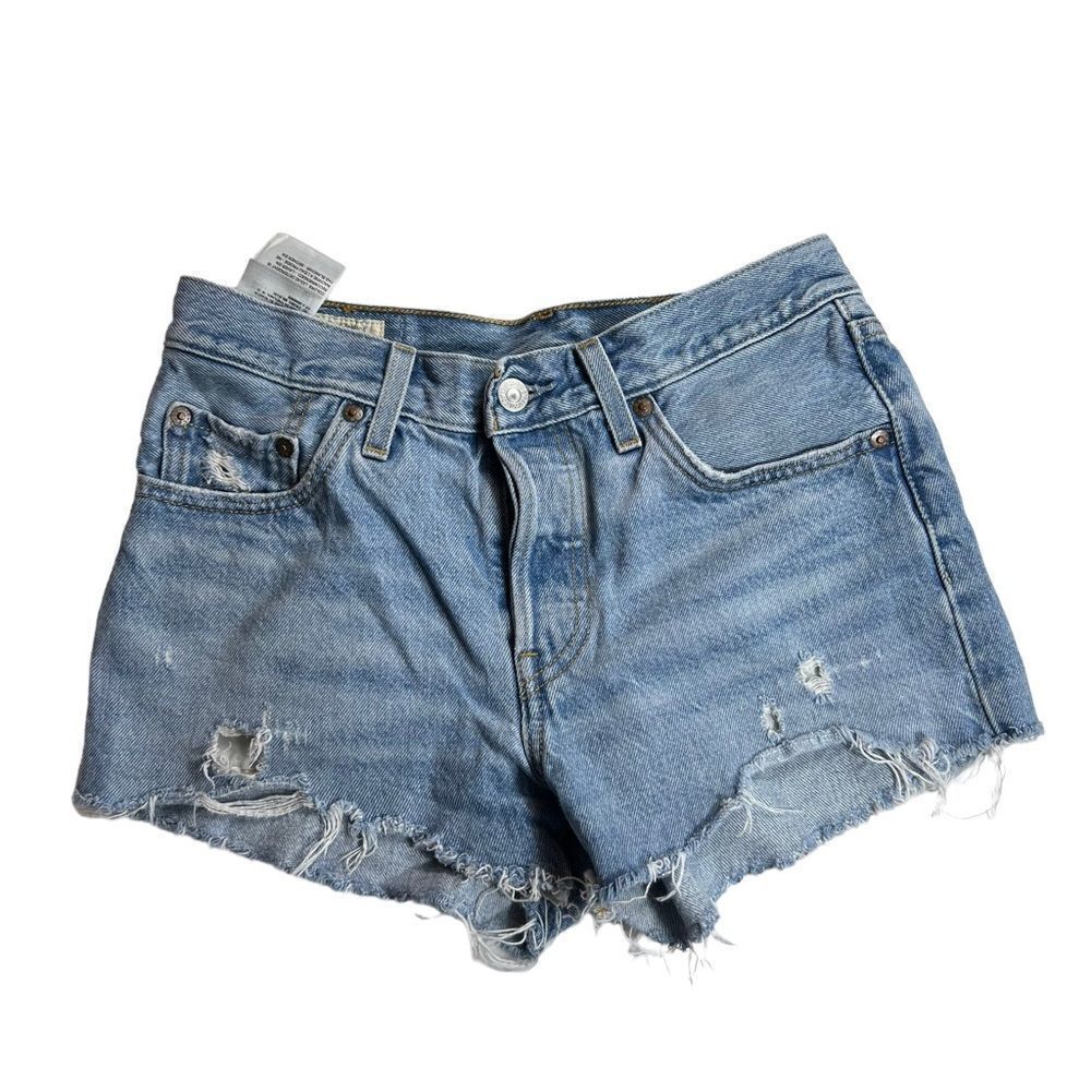 Levi’s 501 Distressed Cut Off Frayed Hem Denim Shorts Size 25